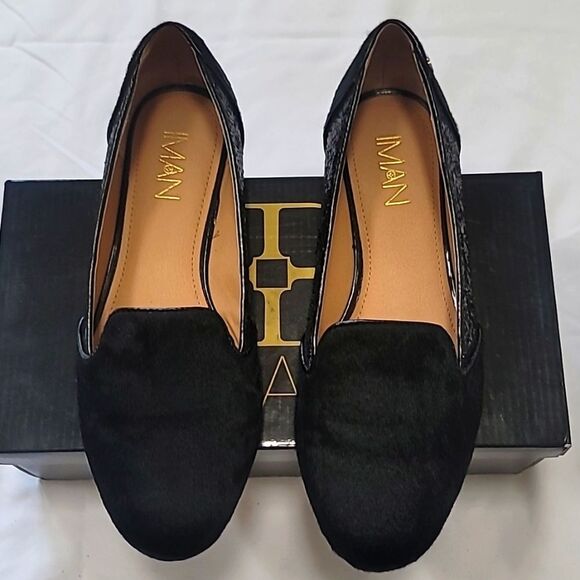 IMAN, Women's Camel Hair and Sequins Flats - Picture 2 of 8